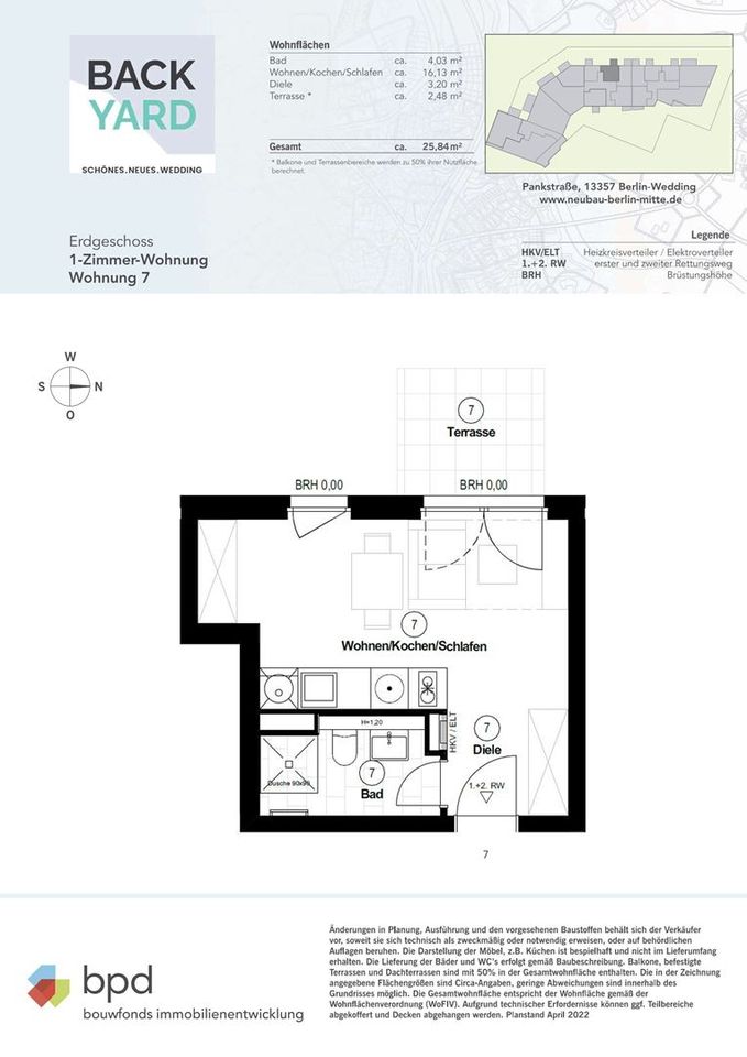 1-Zimmer Wohnung, ideal für Pendler oder Studenten: WE7 in Berlin