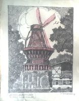 Originale antike Bleistiftzeichnung Windmühle Potsdam signiert Berlin - Steglitz Vorschau