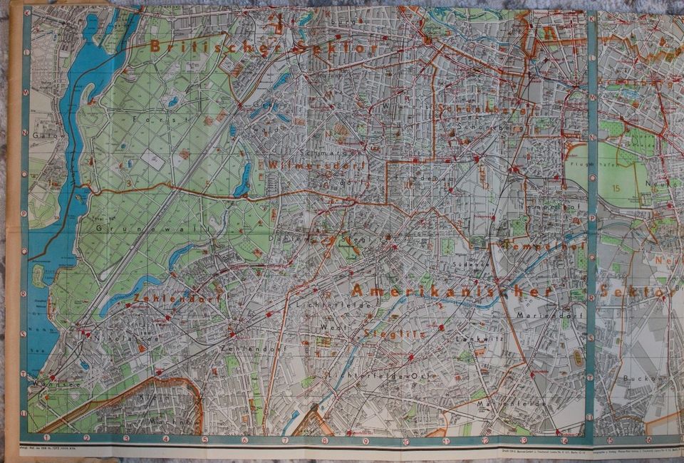 Pharus Stadtplan Berlin - Große Ausgabe / Sektorengrenzen v. 1954 in Grünheide (Mark)