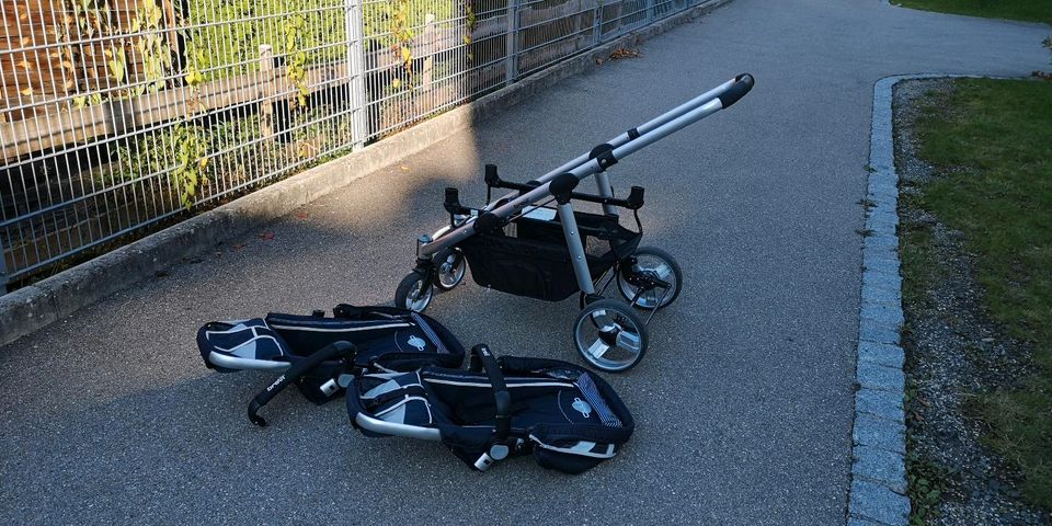 BREVI OVO TWIN 718 Premium Komfort Kinderwagen Doppelsitzer in Sonthofen