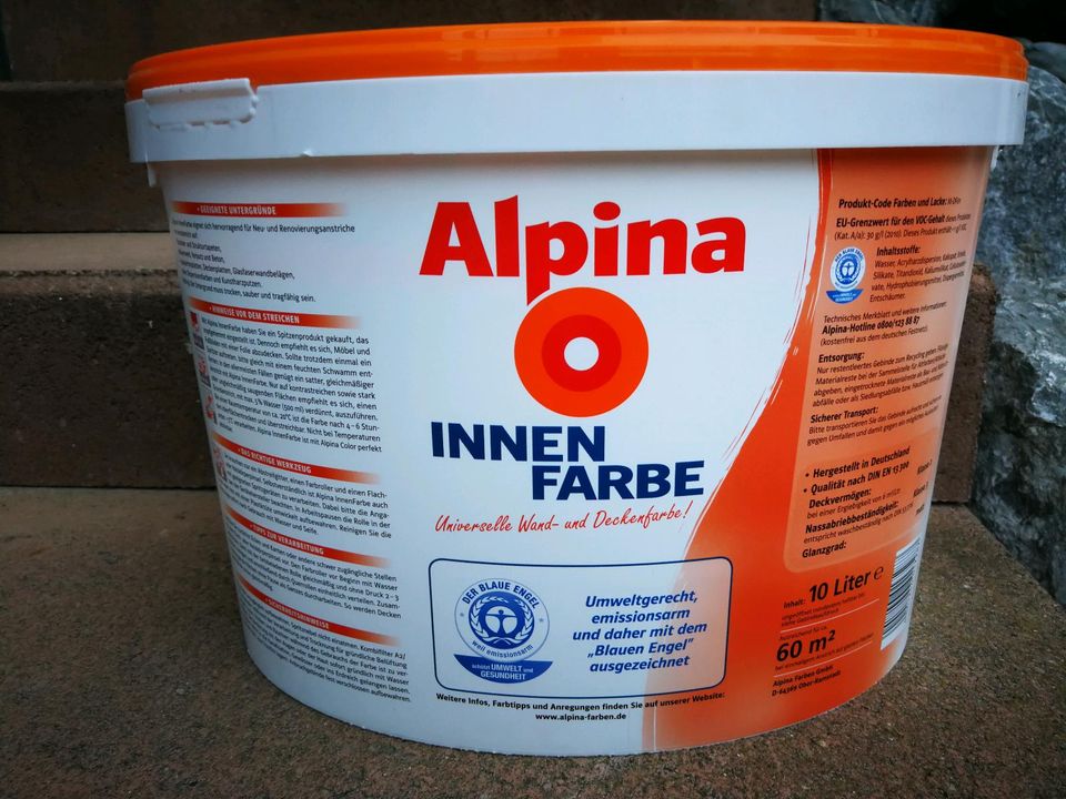 Alpina Wandfarbe Innenfarbe Wandfarbe Deckenfarbe Farbe weiß 10 l in Mühlingen