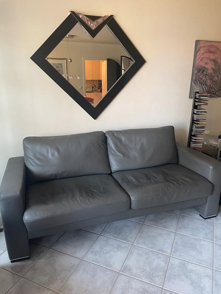 GEPADE Designer Leder Sofa Zweisitzer + Dreisitzer Grau Neuwertig in Langenfeld