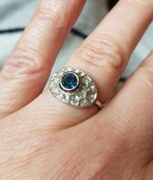Silberner Ring mit blauem und weißen Steinen - NEU Hessen - Hünstetten Vorschau