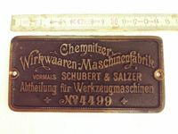 Fabrikschild Messing Chemnitzer Wirkwaren, Schubert & Salzer Brandenburg - Bernau Vorschau