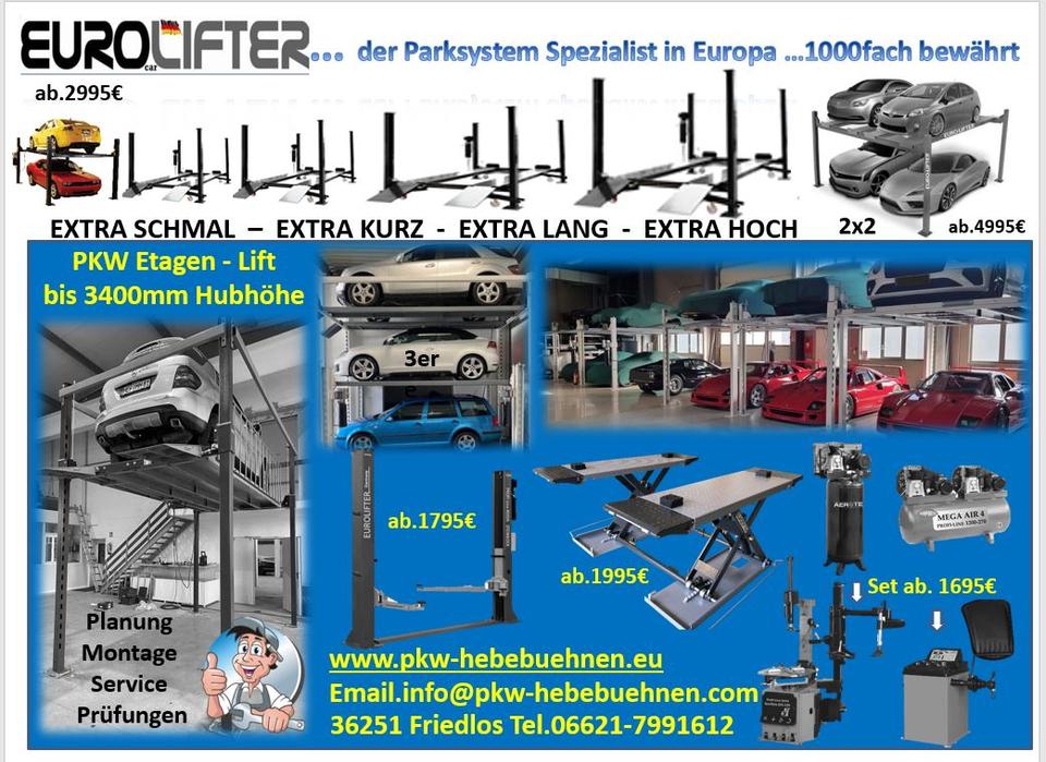 Parklift Doppelparker für 4 Fahrzeuge 4500kg  2200mm Hubhöhe in Ludwigsau