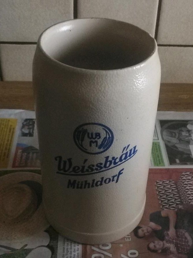 Weissbräu Mühldorf Brauerei Unertl Bierkrug 1l Oberbayern in Regensburg