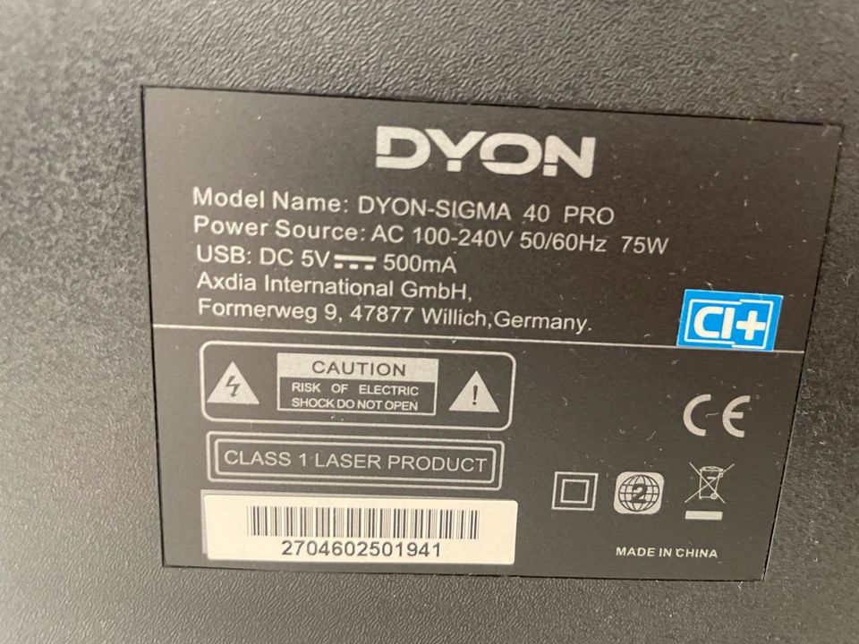 Dyon Sigma 40 Zoll TV in Euskirchen
