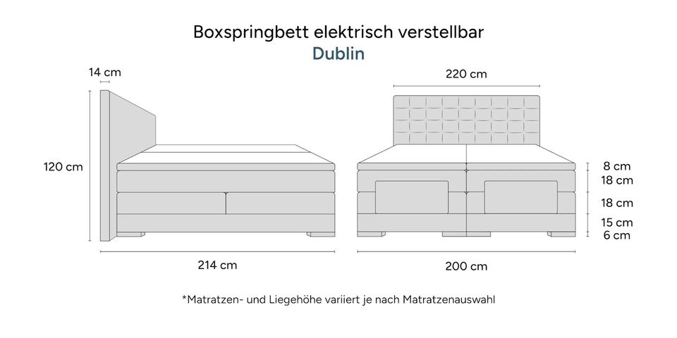 inkl. Gratis Lieferung | 200 cm elektrisches Boxspringbett mit Kacheloptik  Polsterbett in Berlin