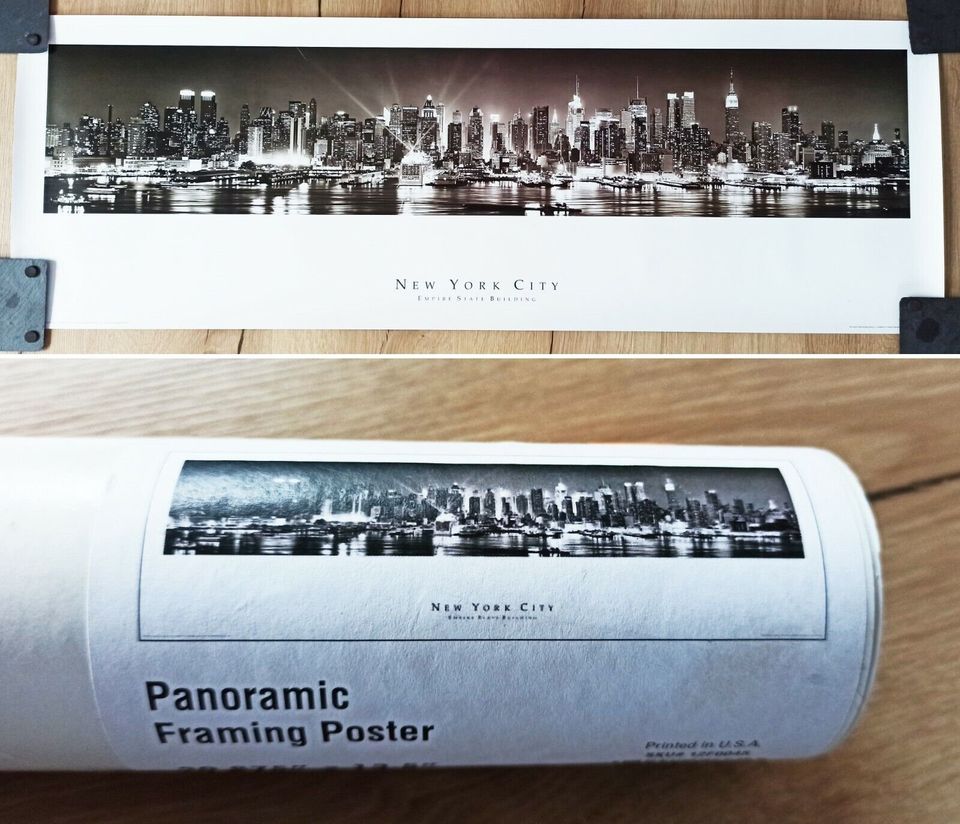 Poster Foto Panorama Framing New York City Skyline Schwarz Weiß in Ratingen