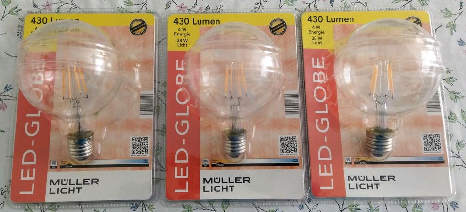 3xMüller-Licht LED Filament Globe G95 4W~40W E27 klar 430lm warmw in Ulm