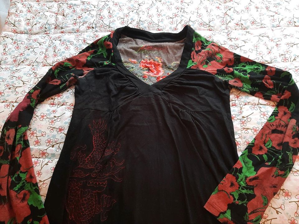 Desigual Kleid schwarz Größe L Blumen Frühling Top in Gießen