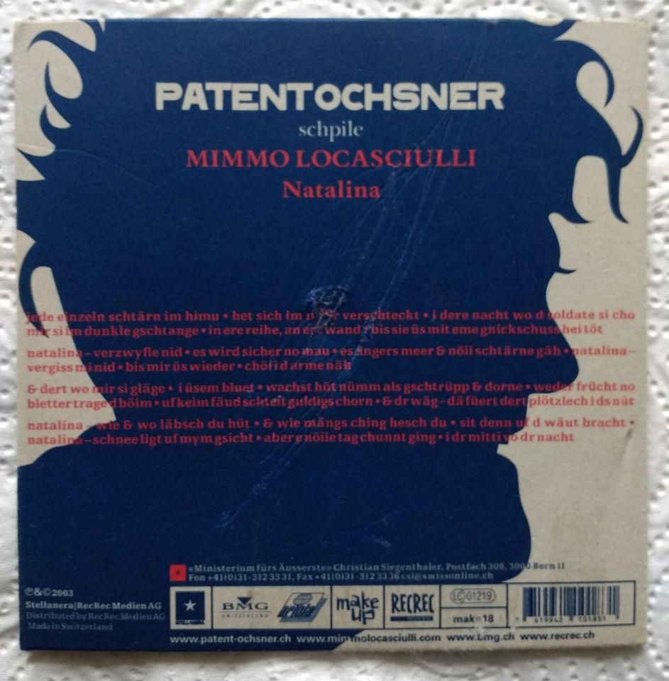 Patent Ochsner + Mimmo Locasciulli Maxi CD - RAR! in Tettnang