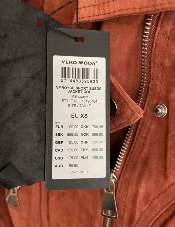 Vero Moda Wildleder Jacke in Mahagoni, Gr.XS *neu mit Etikett* in Babenhausen