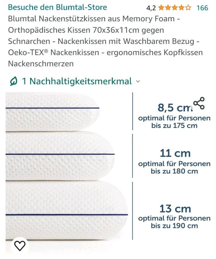 Nackenstützkissen memory foam in Velpke