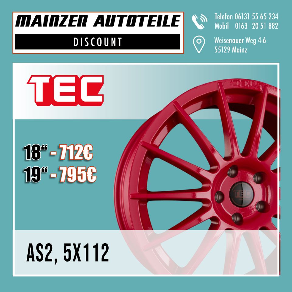 Alufelgen Tec Speedwheels 5x112 18 19 20 Zoll VW AUDI MERCEDES in Mainz