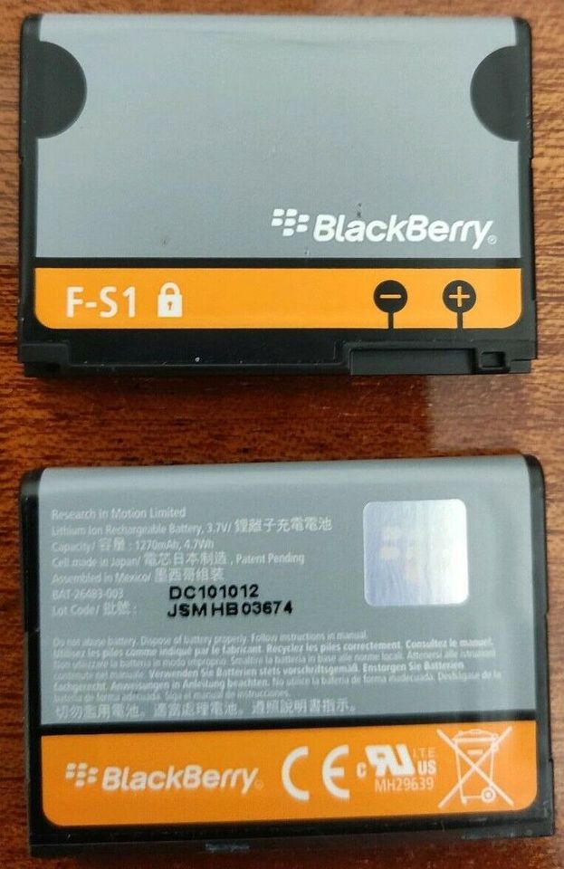 2x Blackberry Li Ion Akku F-S1 3.7V 1270mAh in Burgsalach