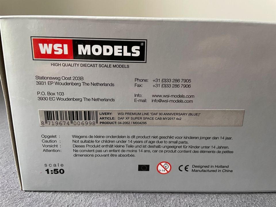 WSI 1:50 Premium Line Modell „DAF XF Super Space Cab MY2017 4x2 in Delingsdorf