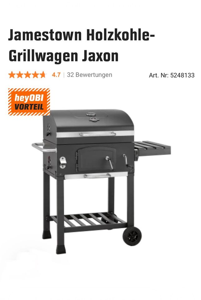 Jamestown Holzkohle-Grillwagen, Holzgrill, Grill, OBI Düren in Düren