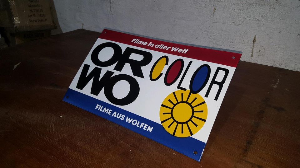 Simson Minol EMW  ORWO IFA Emalienschild Emalie Werkstatt Deko in Altenburg