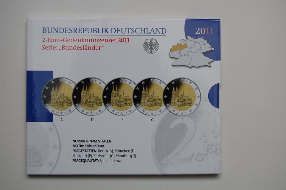 Gedenkmünzenset 5x2 Euro Bundesländer 2011 Nordrhein-Westfalen in Oberasbach