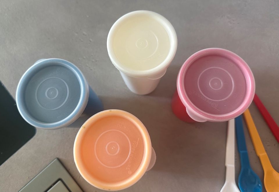 TUPPERWARE 4 x Hängelöffel & 4x Becher (ca 300ml) mit Deckel in Diez