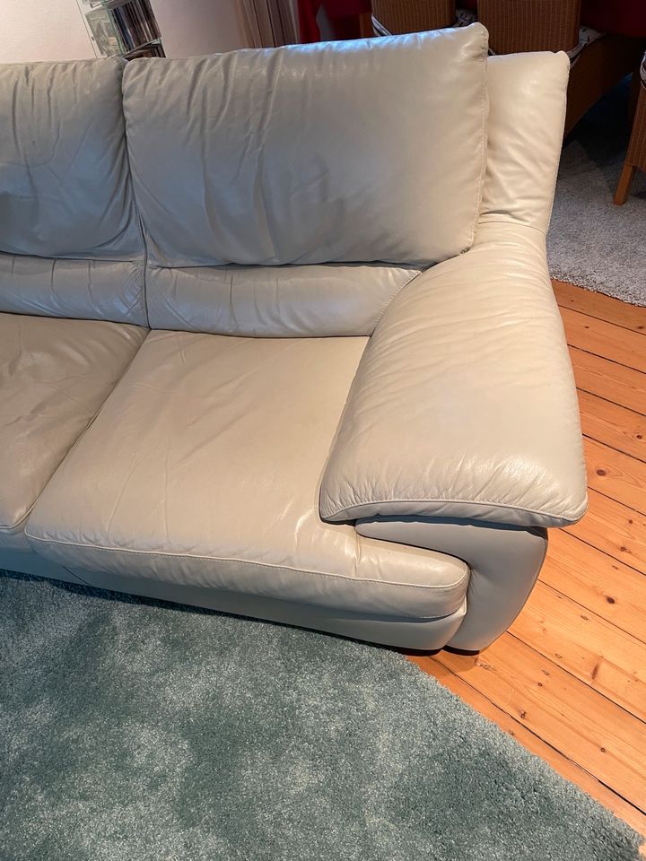 Couch 2 Sitzer - Sofa - echt Leder - Creme / beige in Lüdinghausen