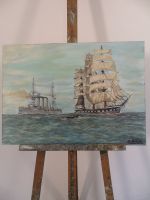 Ölgemälde Ölbild "Kriegs/Segelschiff" handgemalt Leinwand Unikat Niedersachsen - Braunschweig Vorschau