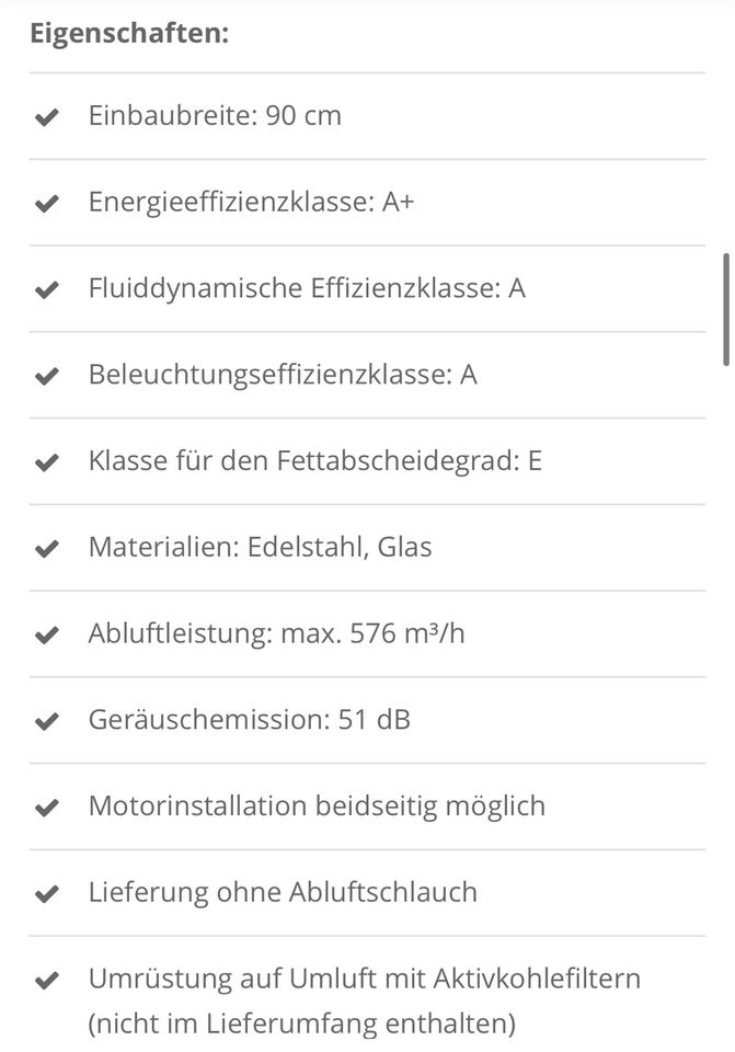 Royal Flush Eco Dunstabzugshaube 90 cm in Butzbach