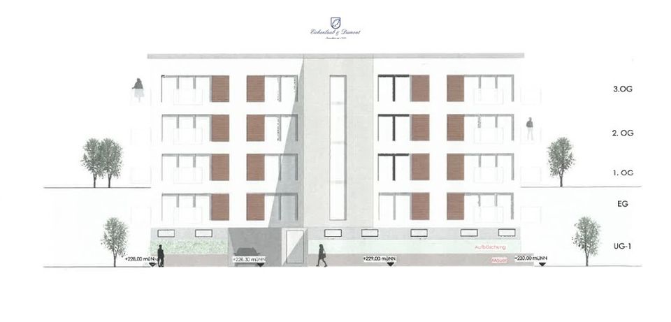 Projektierter Neubau für ein 16-Parteien Mehrfamilienhaus auf dem Winterberg in Saarbrücken