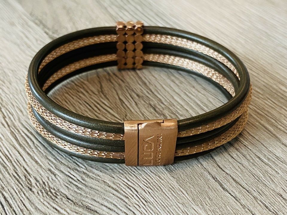 LUCA LORENZINI Armband Leder Zirkonia 925 Silber rosévergoldet in Mühldorf a.Inn