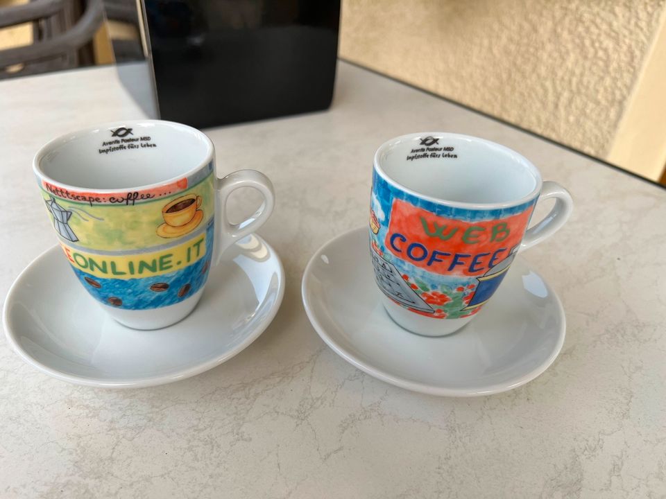 2 NEUE Espresso Tassen mit Unterteller von Le porcellane dÁNCAP in Bischofswerda