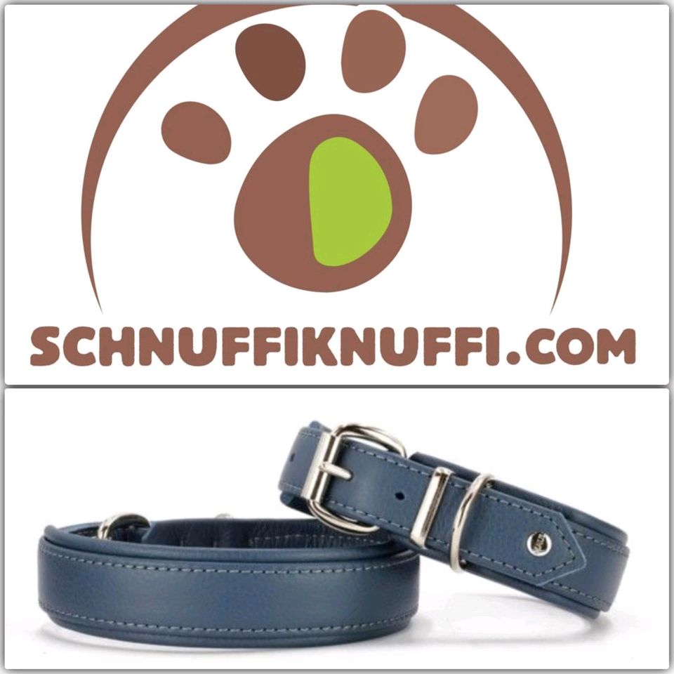 Lederhalsband MAUL Hundehalsband Klassik Soft jeans/silber in Calden