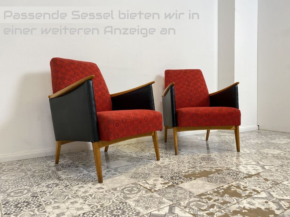 WMK Formschönes & sehr gut erhaltenes Mid-Century Sofa mit besonders hübschem Originalbezug & bequemen Federkernsitz # Couch 3-Sitzer Daybed Sitzgarnitur Sitzgruppe Vintage Retro Rockabilly 50er 60er in Berlin