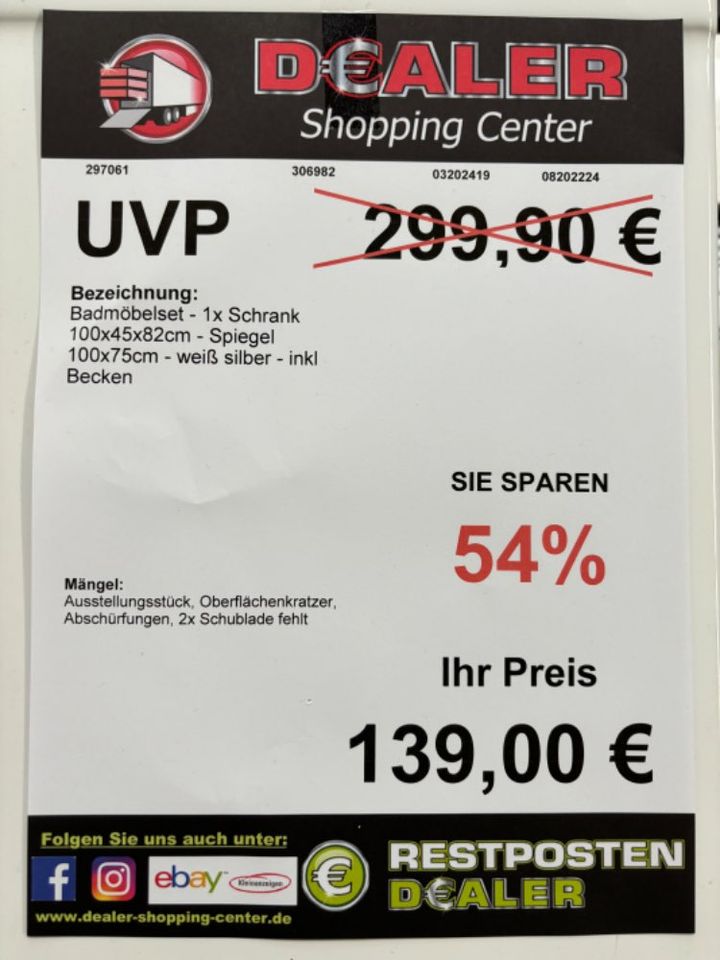 Badmöbelset / Unterschrank mit Waschbecken weiß statt 299,90€ in Zeitz