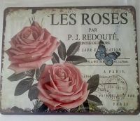 Blechschild Les Roses Rosa Beige Rosen Schmetterling  20 x 25 cm Nordrhein-Westfalen - Paderborn Vorschau