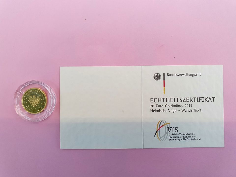 20 Euro Goldmünze 2019 Wanderfalke Buchstabe  D in Euskirchen