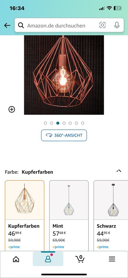 Moderne Lampe-Hängelampe in Roségold-Metall in Königswinter