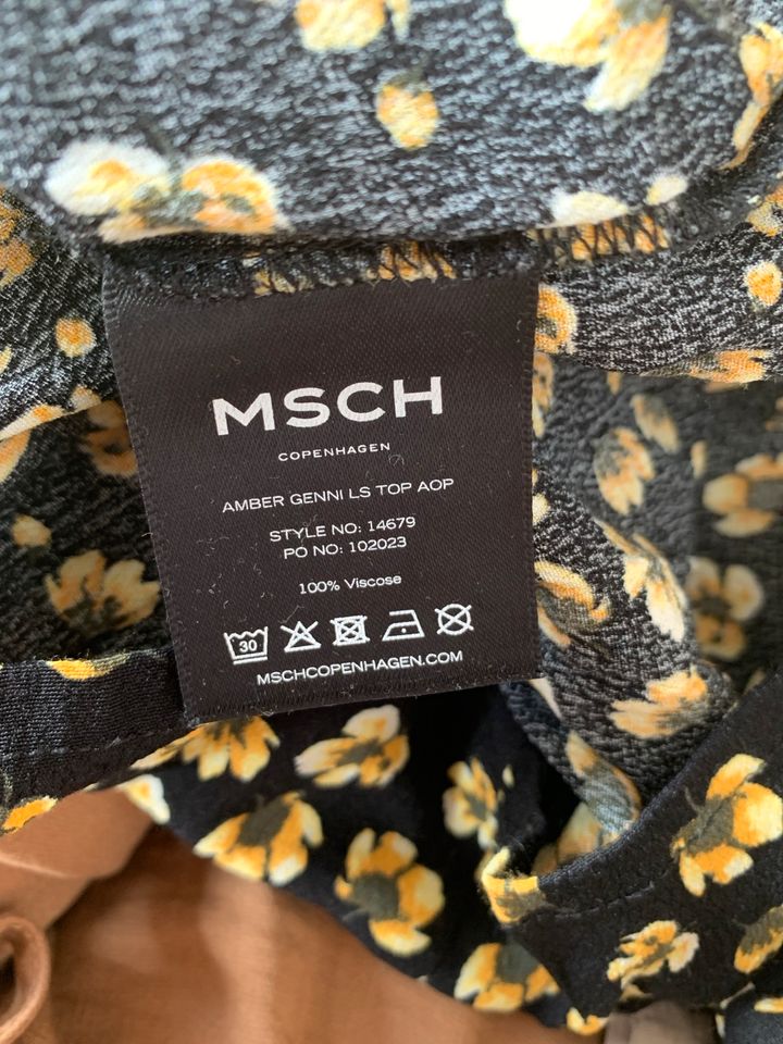 Msch Copenhagen Bluse Größe L 38/40 M Tunika schwarz Blumen gelb in Viernheim