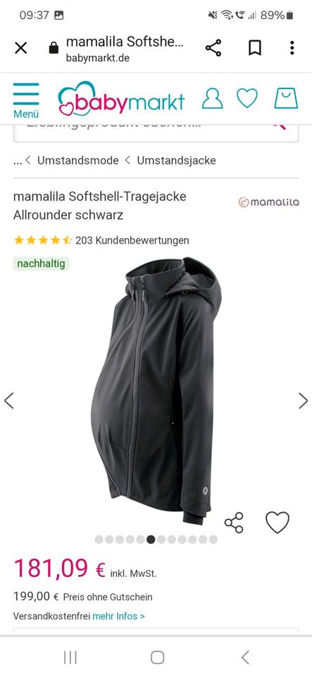 Mamalila Softshell Tragejacke Umstandsjacke Gr.S in Steinbach-Hallenberg (Thüringer W)