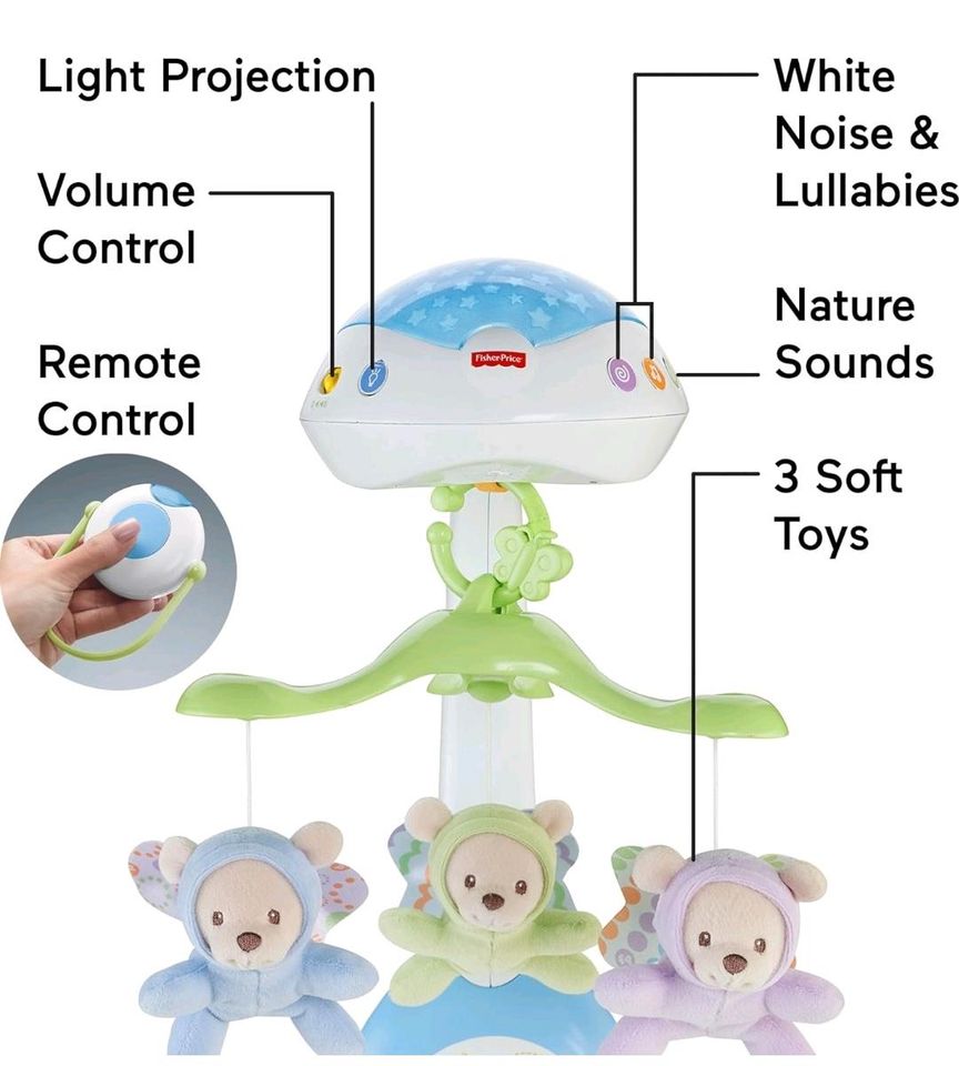 Fisher-Price 3-in-1-Traumbärchen-Mobile mit Fernbedienung in Schiffweiler