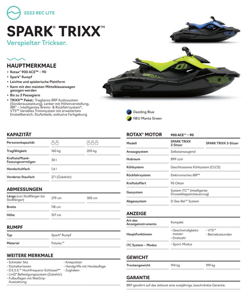 Sea-Doo Spark Trixx 2 UP Aktion bis Ende Juli 24. 3J Garantie in Osterhofen