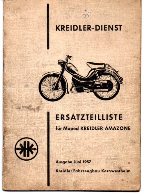 Kreidler Amazne Ersatzteilliste -ET-Katalog Juni 1957 original in Schopfheim