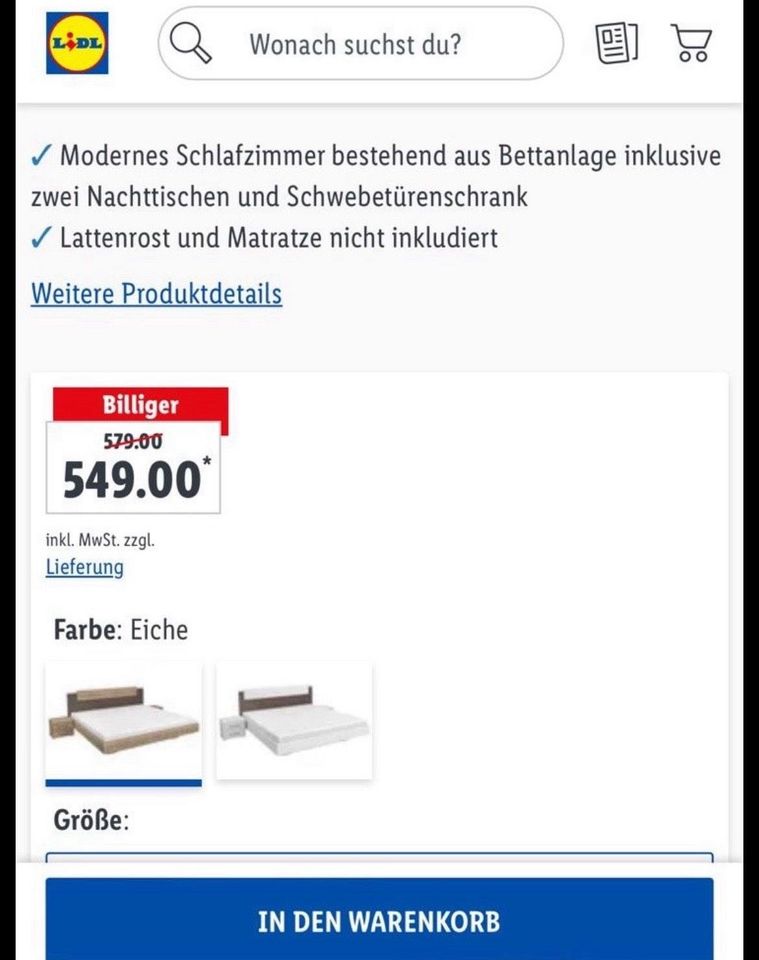 Bett 180x200 mit 2 nachtisch Ohne Matratze in Mönchengladbach