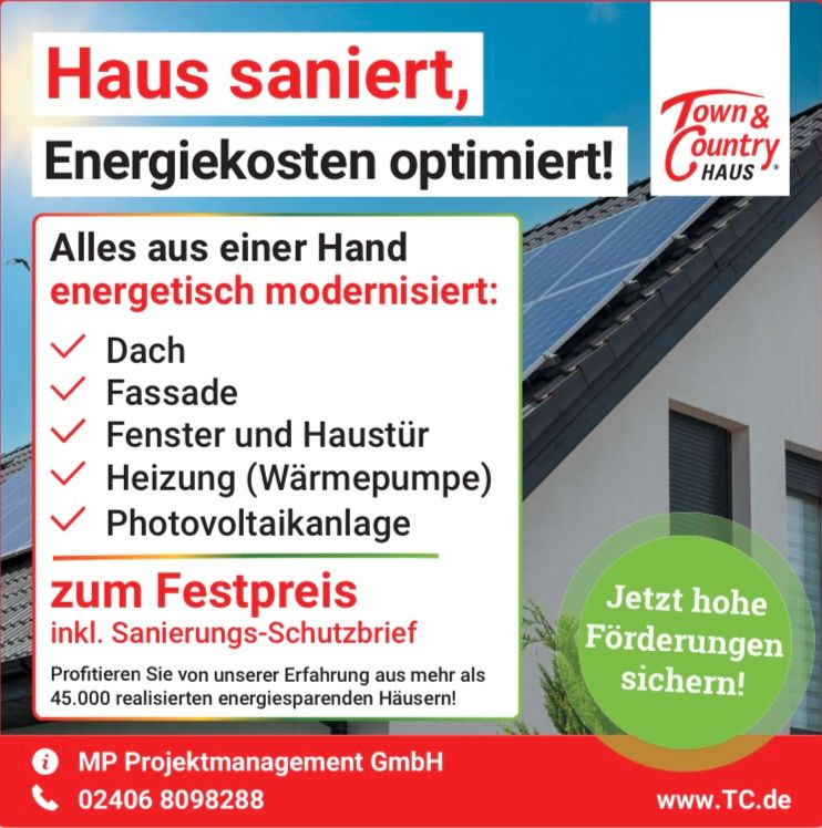 Energieeffiziente Sanierung zum Festpreis mit Schutzbrief in Herzogenrath