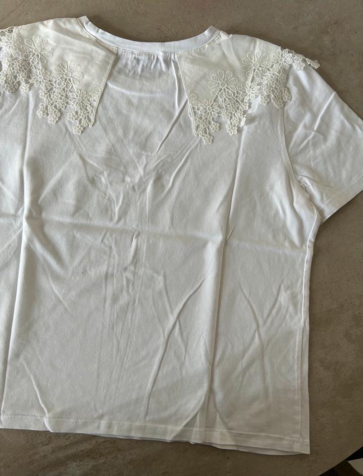 Zara T-Shirt weiß Spitze gehäkelt Größe L 40 in München