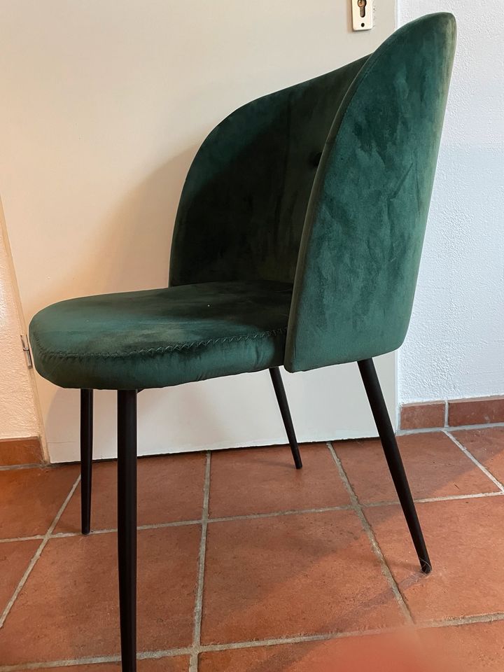 Stuhl, 2x, samt, grün in Bad Vilbel