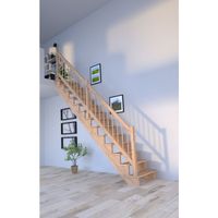 Vollholztreppe Lindos (Eiche) in gerader Ausführung - hier: 80 cm Stufenbreite / Holz-Holz-Design Geländer / ohne Setzstufen Bayern - Bechhofen Vorschau