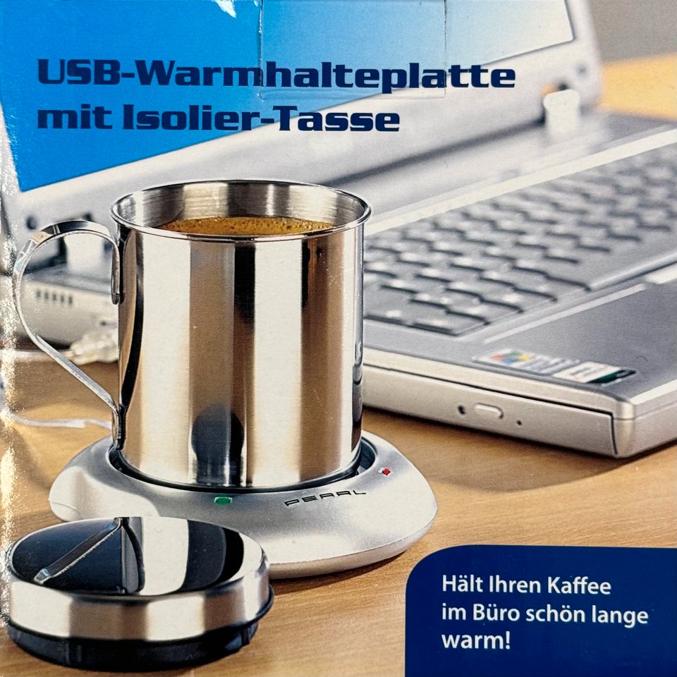 USB-Warmhalteplatte mit Isolier-Tasse von Pearl / Tassenwärmer in Essen-Haarzopf