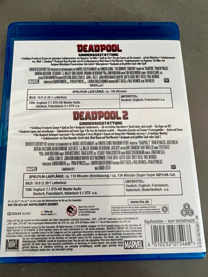 Deadpool 1+2 Blu-ray wie neu! Inkl. Versand in Markkleeberg