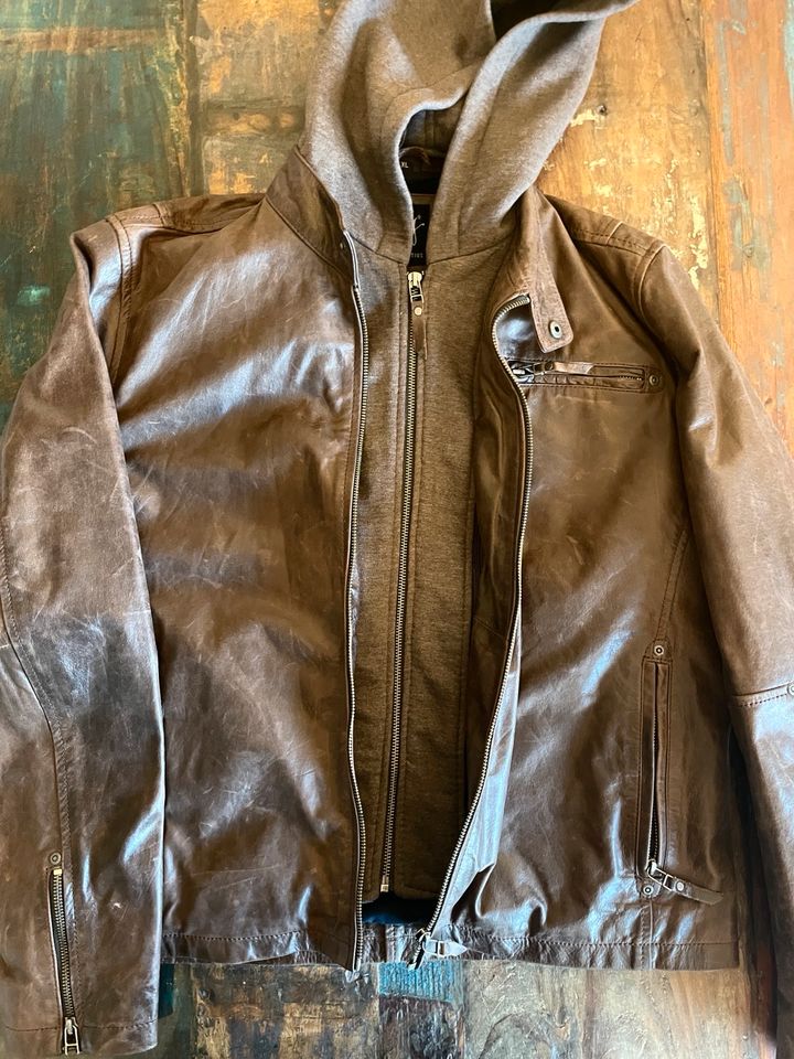 Lederjacke Gispy braun XL mit abnehmbarer Kapuze in Hofheim am Taunus